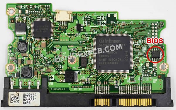 Étapes pour échanger la puce BIOS sur 0A29481 PCB du disque dur Hitachi