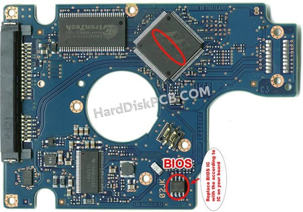Étapes pour échanger la puce BIOS sur 0J14457 PCB du disque dur Hitachi