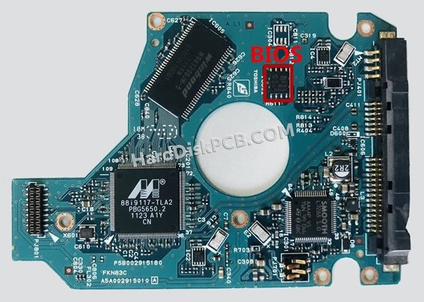 Étapes pour échanger la puce BIOS sur G002915A PCB du disque dur Toshiba