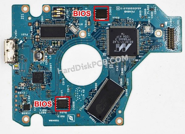 Étapes pour échanger la puce BIOS sur G003054A PCB du disque dur Toshiba