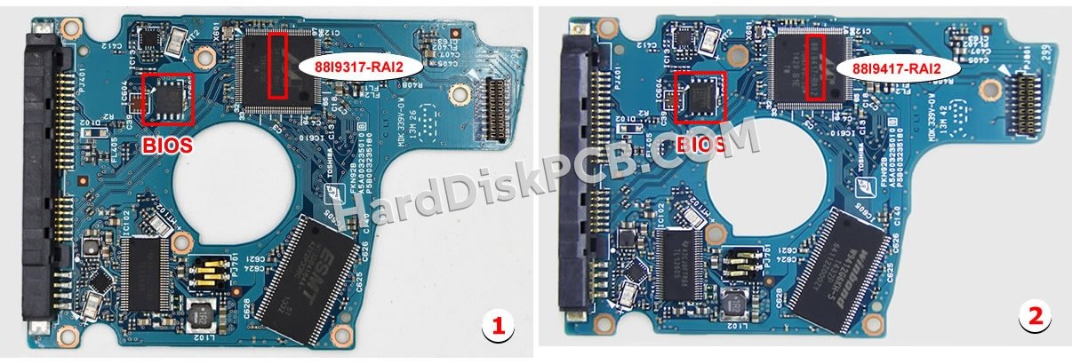 Étapes pour échanger la puce BIOS sur G003235C PCB du disque dur Toshiba