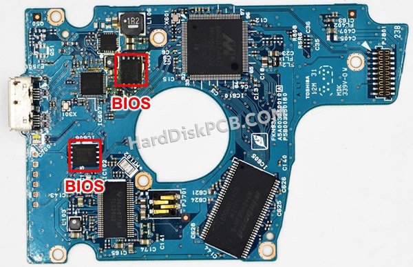 Étapes pour échanger la puce BIOS sur G003250A PCB du disque dur Toshiba