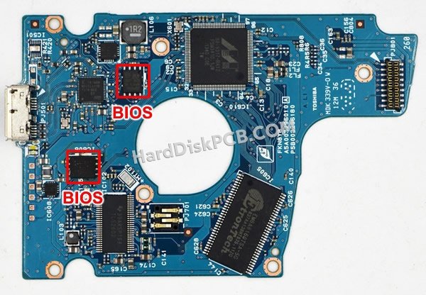 Étapes pour échanger la puce BIOS sur G003296A PCB du disque dur Toshiba