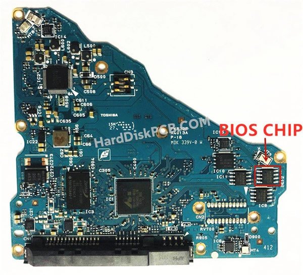 Étapes pour échanger la puce BIOS sur G4013A PCB du disque dur Toshiba