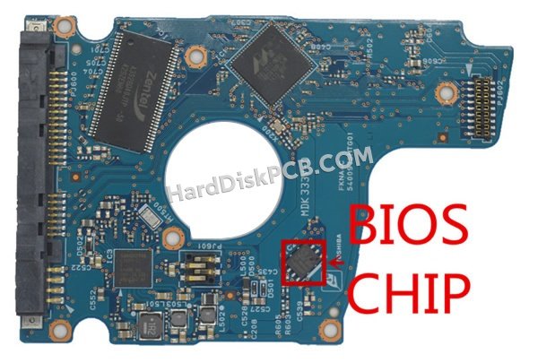 Étapes pour échanger la puce BIOS sur S40097 PCB du disque dur Toshiba